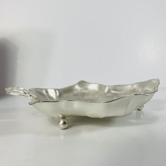 German Metalware Autumn Decorative Dish Grape Leaf Footed By WMF Ikora VTG 70s - Picture 8 of 12